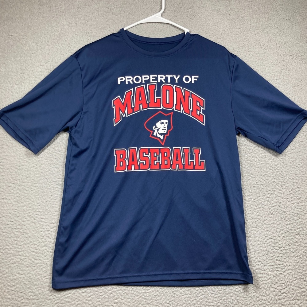 Malone Pioneers‎ Baseball T Shirt Adult Medium Blue Short Sleeve Athletic Ohio